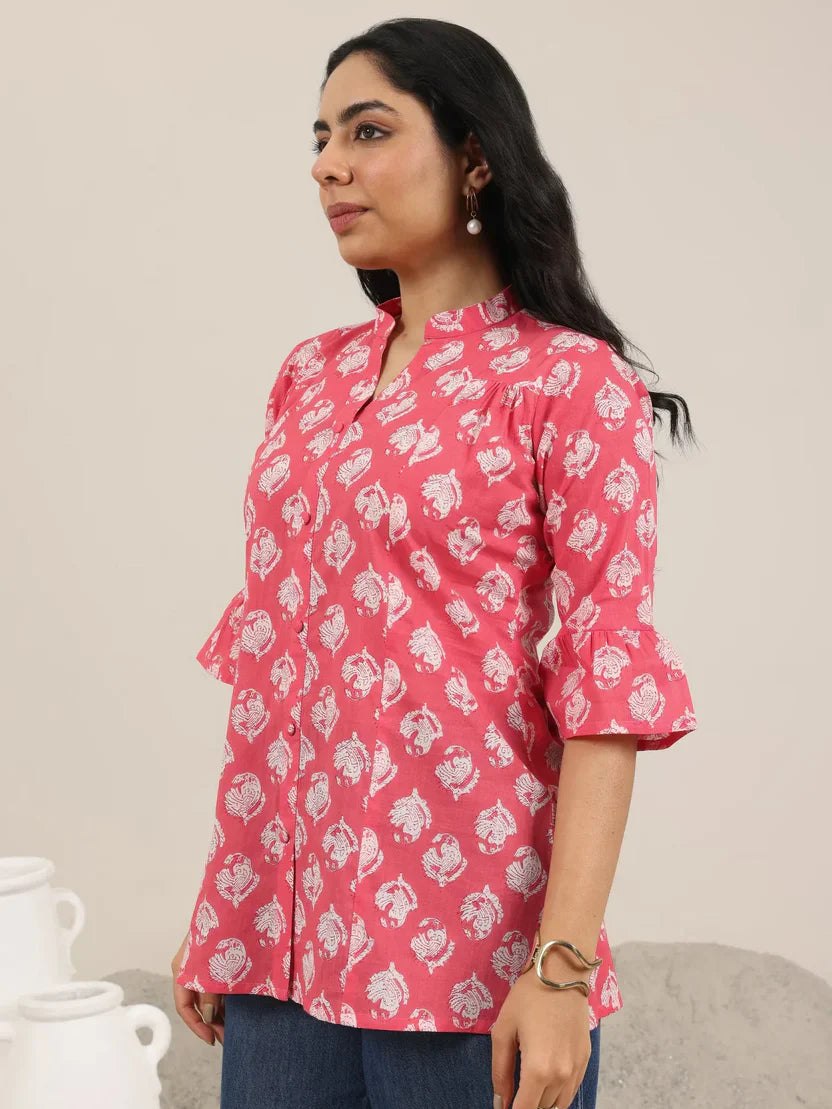 Pink Printed Cotton Kurta (1-Piece) for Women | Elegant Everyday Wear
