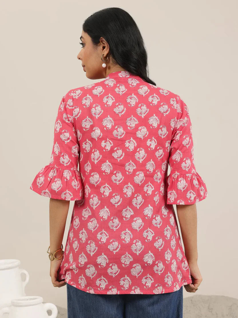 Pink Printed Cotton Kurta (1-Piece) for Women | Elegant Everyday Wear