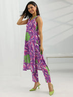 Purple Printed Rayon Straight Kurta Set for Women | Elegant Everyday & Work Wear