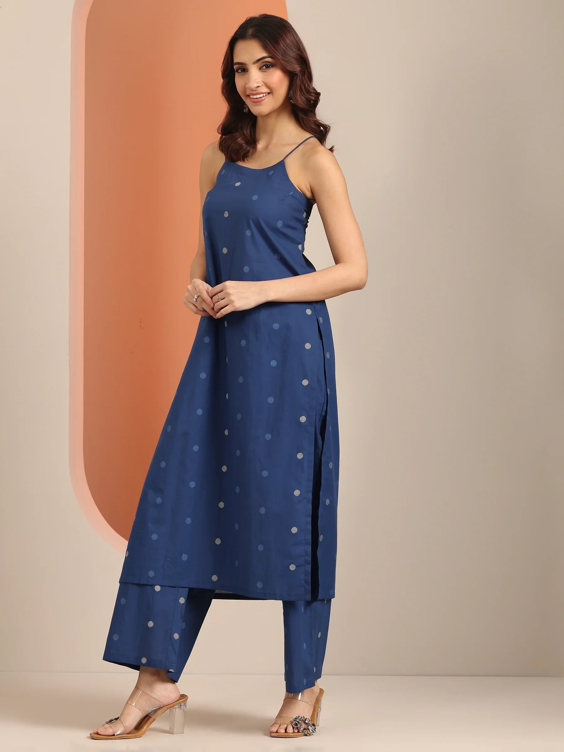 Blue Floral Printed Cotton Straight Kurta Set for Women | Chic Everyday Ethnic Wear