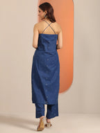 Blue Floral Printed Cotton Straight Kurta Set for Women | Chic Everyday Ethnic Wear
