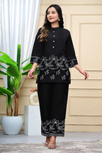 Black Embroidered Cotton Co-Ord Set for Women | Minimal Luxury Everyday Wear
