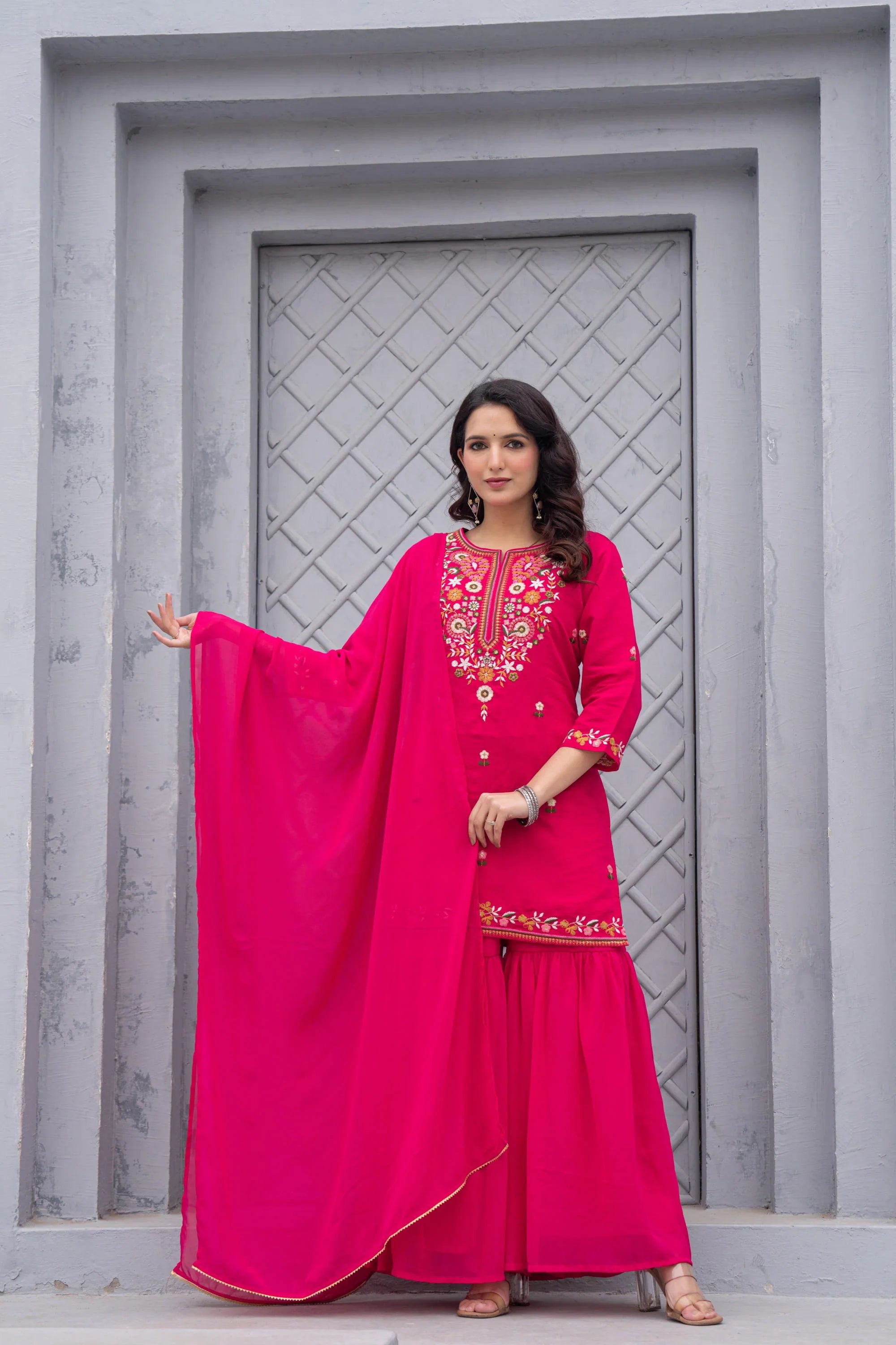 Gulnaar Gulab Embroidered Sharara Set for Women | Premium Festive & Wedding Wear