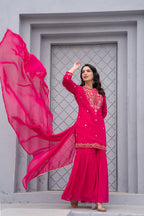 Gulnaar Gulab Embroidered Sharara Set for Women | Premium Festive & Wedding Wear