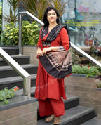 Maroon Pure Cotton Printed Kurta Pant & Dupatta Set for Women | Elegant Ethnic Wear