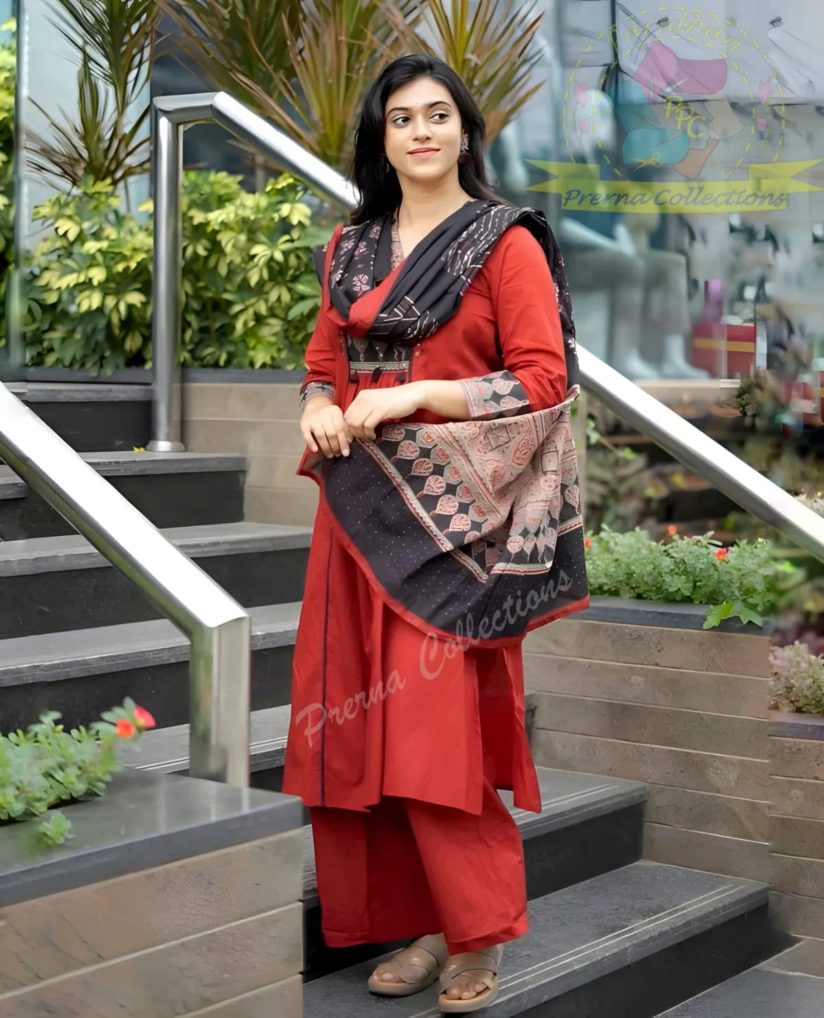 Maroon Pure Cotton Printed Kurta Pant & Dupatta Set for Women | Elegant Ethnic Wear