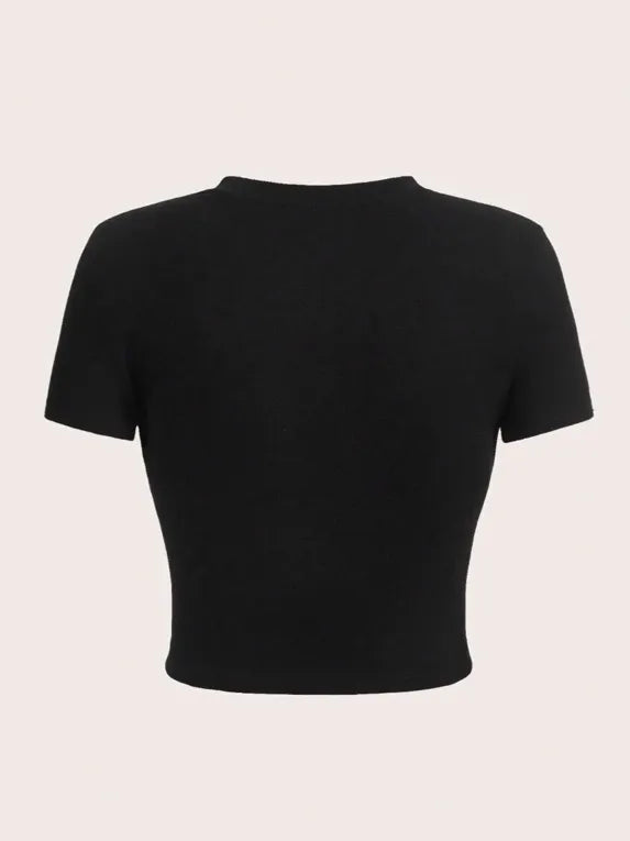 Black Spider Graphic Crop T-Shirt