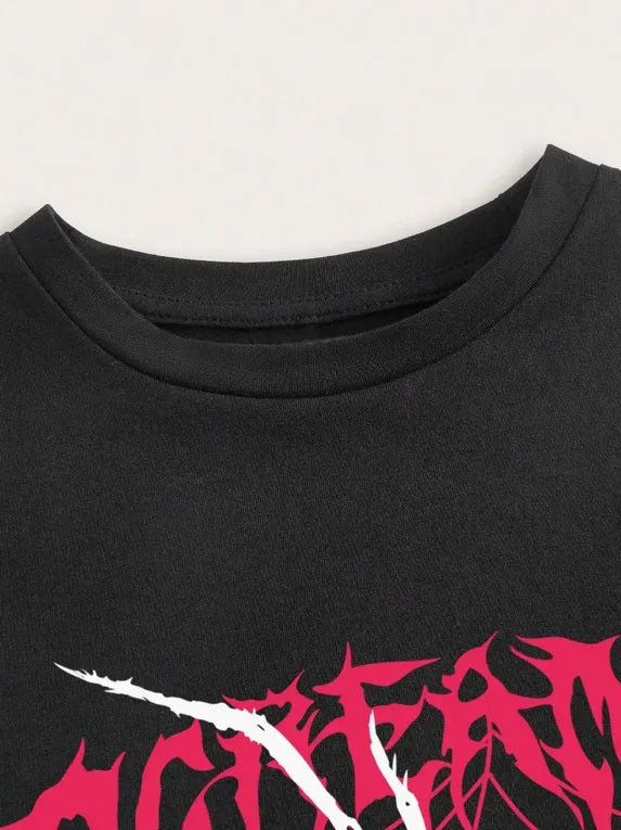 Black Spider Graphic Crop T-Shirt