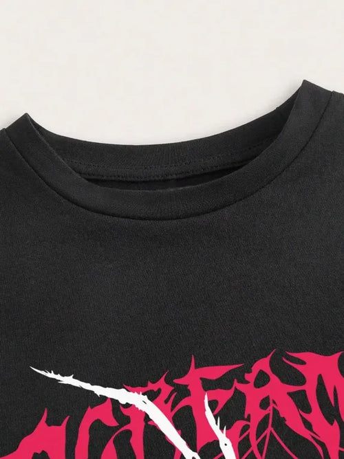 Black Spider Graphic Crop T-Shirt