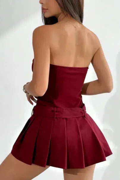 Red Belted Tube Mini Dress for Women | Bold Party & Night Out Wear