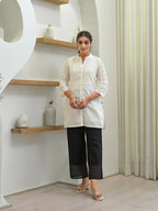 White Floral Printed Cotton A-Line Kurta Pant & Dupatta Set for Women | Elegant Everyday Ethnic Wear