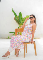 Pink Floral Printed Sleeveless Cotton Kurta for Women | Breezy Summer Everyday Wear