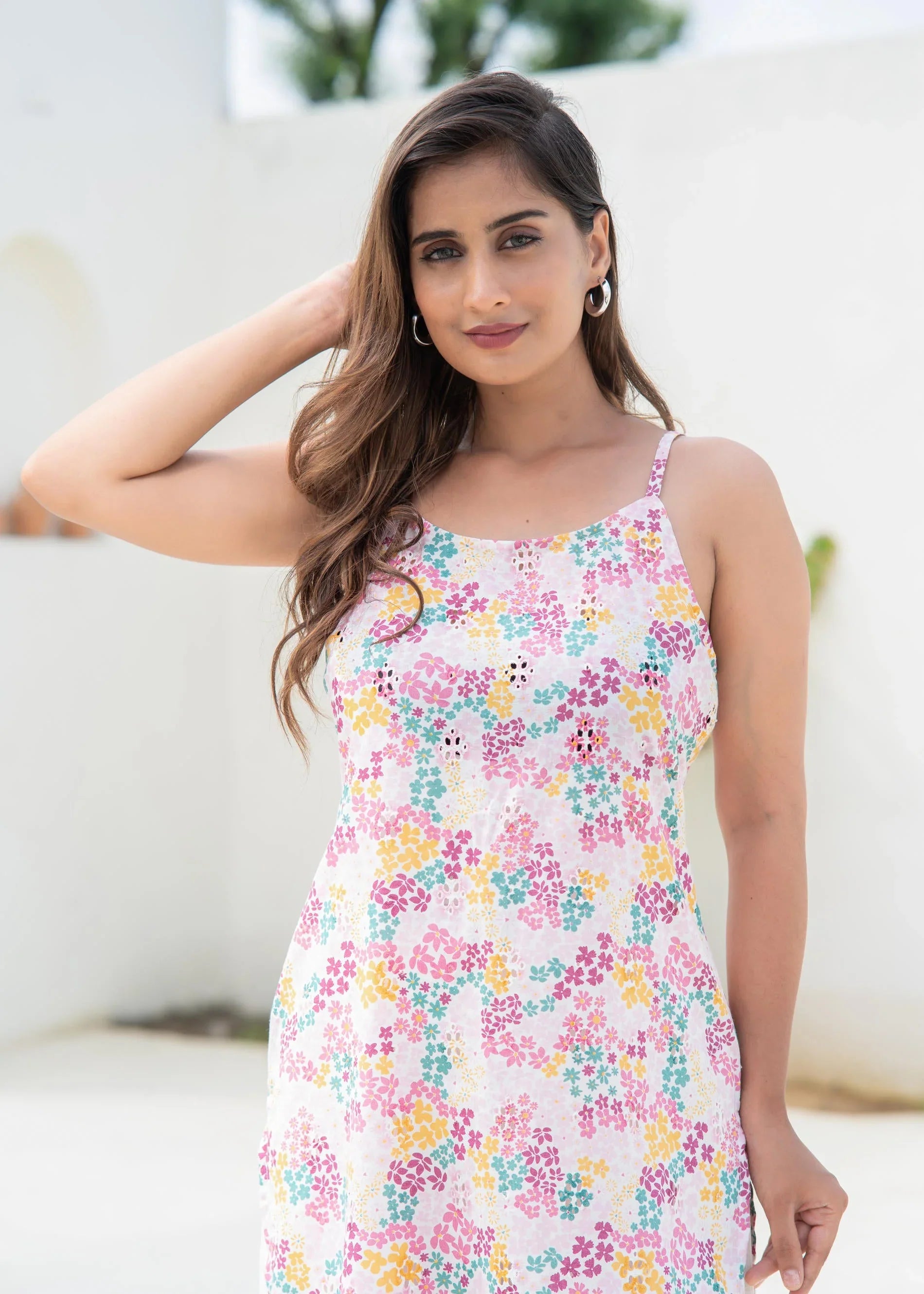 Pink Floral Printed Sleeveless Cotton Kurta for Women | Breezy Summer Everyday Wear