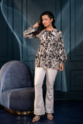 White Floral Printed Viscose Tunic for Women | Fit & Flared Casual Chic Wear