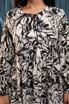 White Floral Printed Viscose Tunic for Women | Fit & Flared Casual Chic Wear