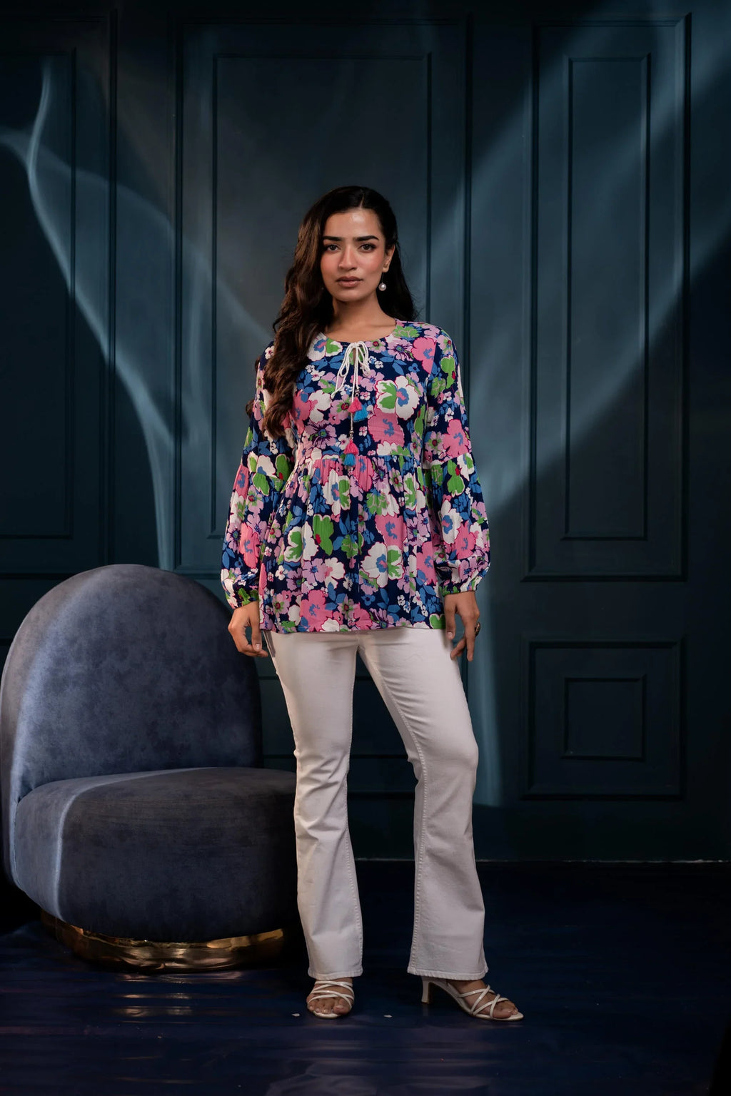 Multi Floral Printed Viscose Tunic for Women | Fit & Flared Casual Chic Wear