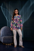Multi Floral Printed Viscose Tunic for Women | Fit & Flared Casual Chic Wear