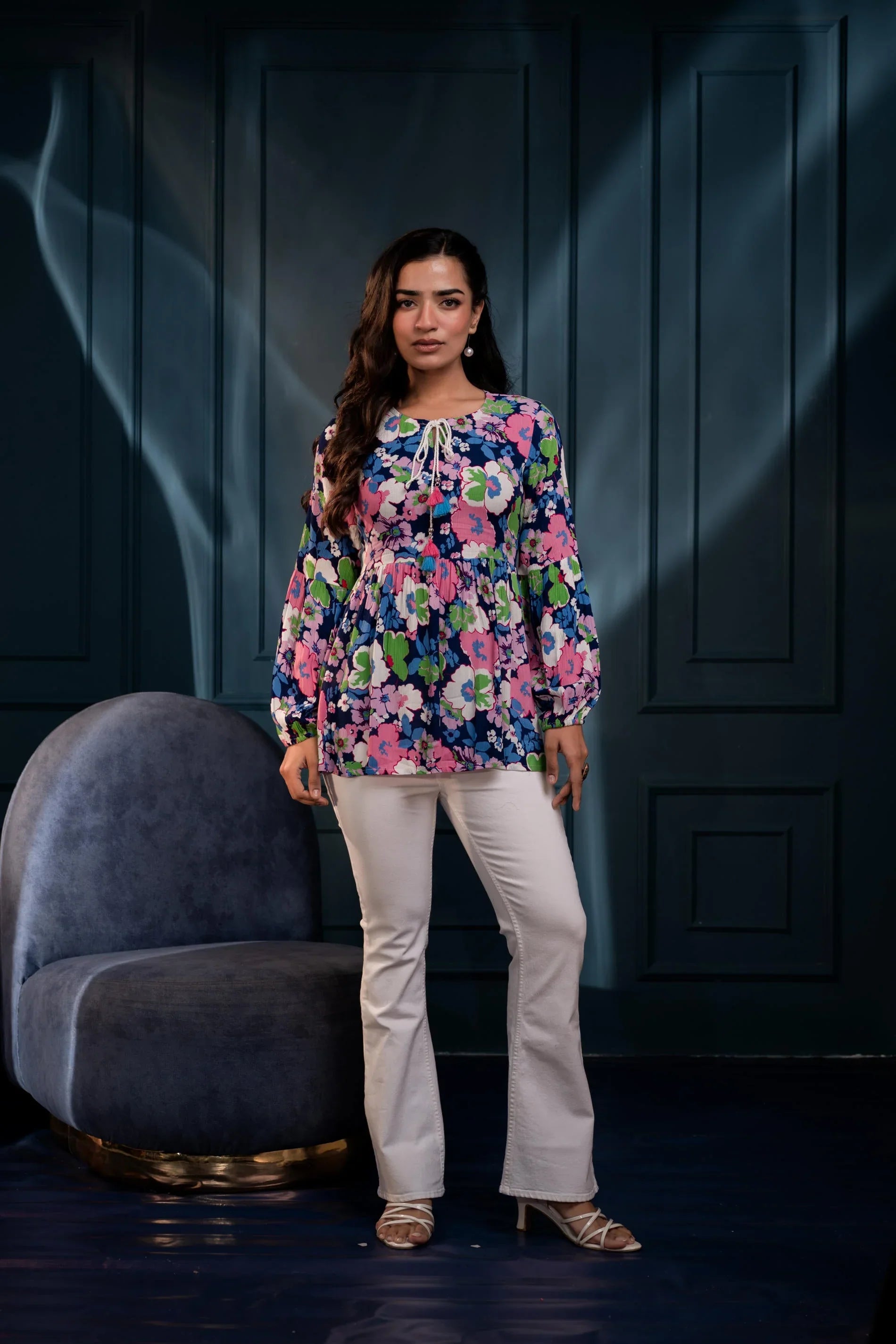 Multi Floral Printed Viscose Tunic for Women | Fit & Flared Casual Chic Wear