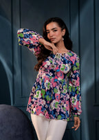 Multi Floral Printed Viscose Tunic for Women | Fit & Flared Casual Chic Wear