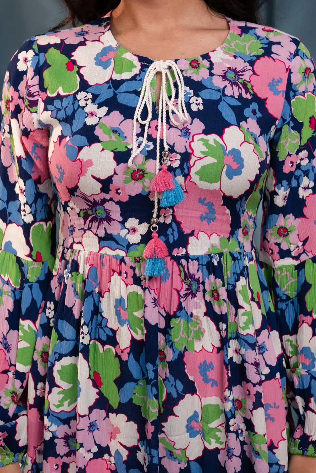 Multi Floral Printed Viscose Tunic for Women | Fit & Flared Casual Chic Wear