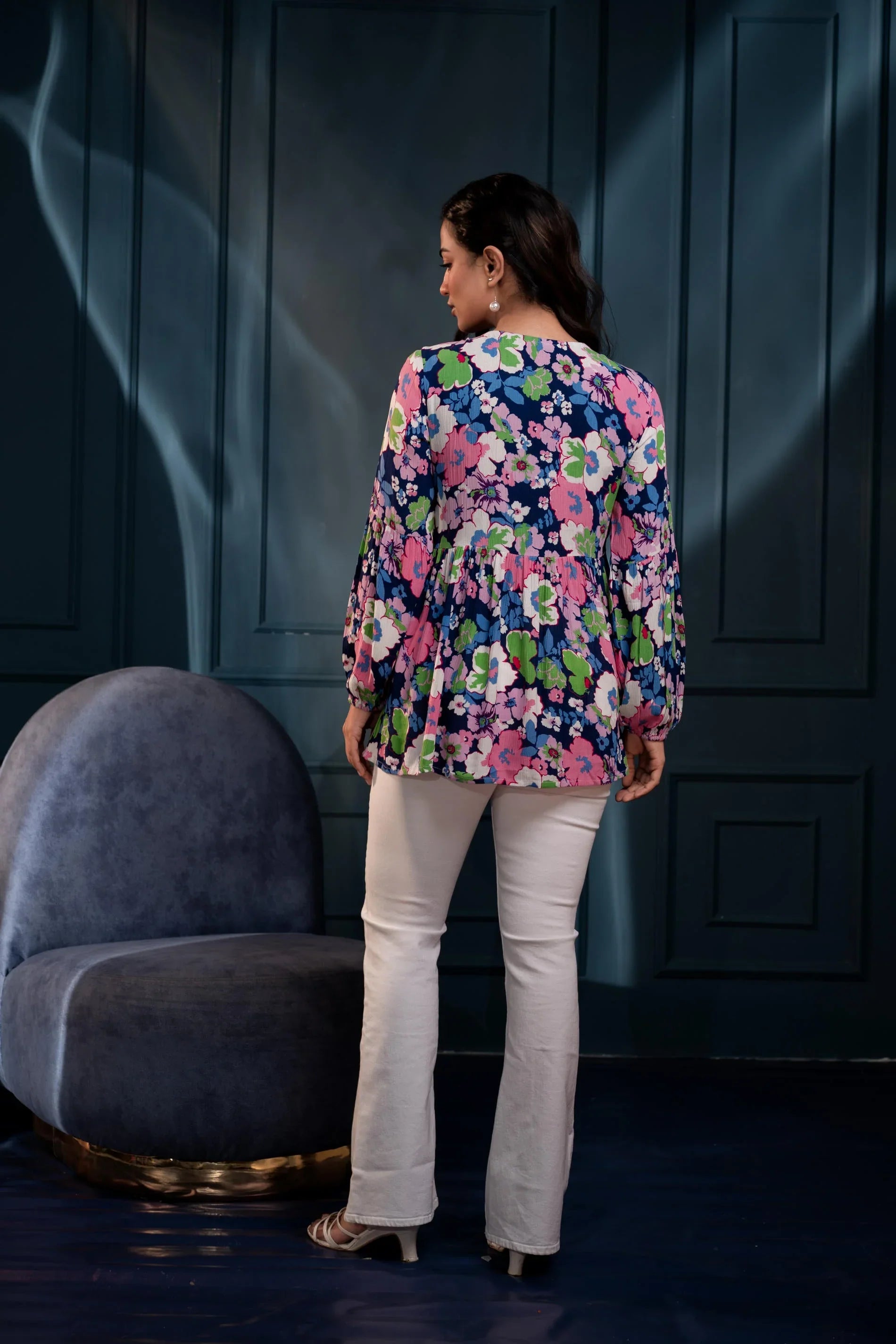 Multi Floral Printed Viscose Tunic for Women | Fit & Flared Casual Chic Wear