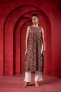 Pink Ethnic Motif Printed Sleeveless Kurta for Women | Elegant Summer Ethnic Wear