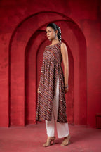 Pink Ethnic Motif Printed Sleeveless Kurta for Women | Elegant Summer Ethnic Wear
