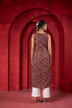 Pink Ethnic Motif Printed Sleeveless Kurta for Women | Elegant Summer Ethnic Wear