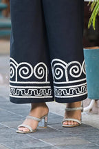Black Embroidered Cotton Co-Ord Set for Women | Elegant Minimal Luxury Wear