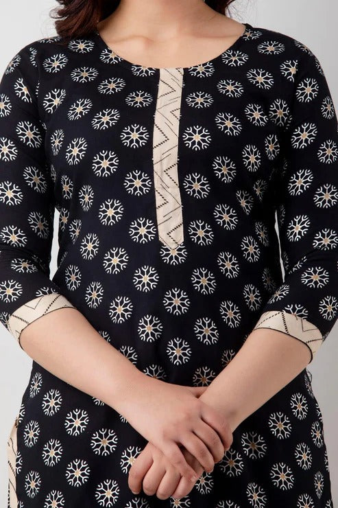 Black Ethnic Motifs Printed Kurta & Palazzo Set for Women | Elegant Festive & Everyday Wear