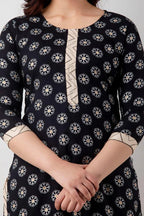 Black Ethnic Motifs Printed Kurta & Palazzo Set for Women | Elegant Festive & Everyday Wear