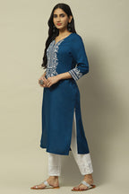 Indigo Rayon Straight Kurta for Women | Elegant Everyday Ethnic Wear