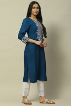 Indigo Rayon Straight Kurta for Women | Elegant Everyday Ethnic Wear