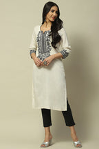 Embroidered Rayon Straight Kurta for Women | Elegant Minimal Ethnic Wear