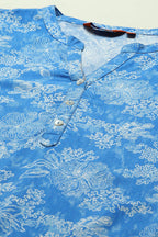 Blue Floral Rayon Straight Kurta for Women | Casual Elegant Wear
