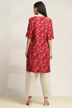Red Geometric Printed Rayon Kurta for Women | Chic Ethnic Everyday Wear