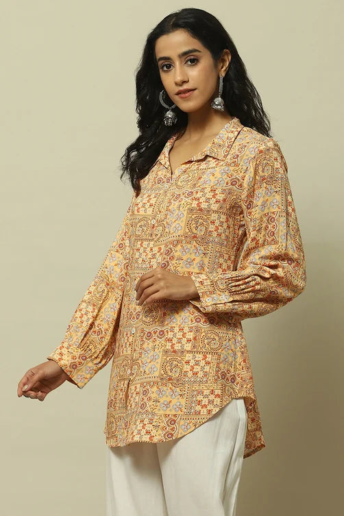 Mustard Shirt-Style Kurti – Everyday Elegance Edition