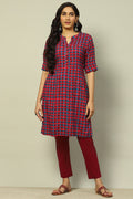 Magenta Geometric Printed Straight Kurta – Bold Elegance Edition
