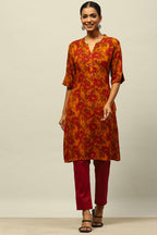 Yellow Rayon Printed Straight Kurta – Bright Everyday Elegance