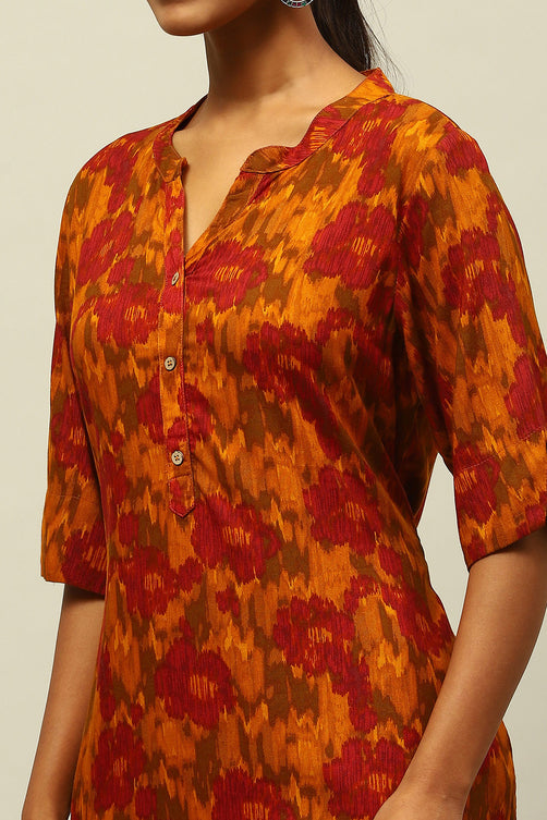 Yellow Rayon Printed Straight Kurta – Bright Everyday Elegance