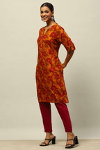 Yellow Rayon Printed Straight Kurta – Bright Everyday Elegance