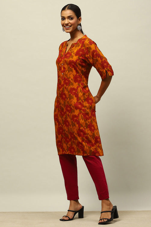 Yellow Rayon Printed Straight Kurta – Bright Everyday Elegance