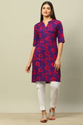 Purple Rayon Printed Straight Kurta – Elegant Everyday Wear