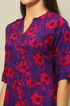 Purple Rayon Printed Straight Kurta – Elegant Everyday Wear