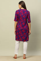 Purple Rayon Printed Straight Kurta – Elegant Everyday Wear