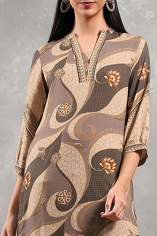 Brown Printed Straight Kurta | Elegant Ethnic Everyday Wear