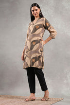 Brown Printed Straight Kurta | Elegant Ethnic Everyday Wear