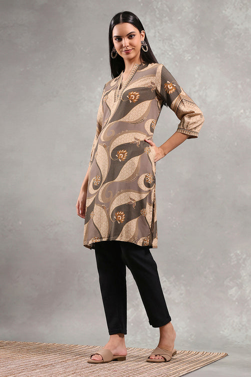 Brown Printed Straight Kurta | Elegant Ethnic Everyday Wear