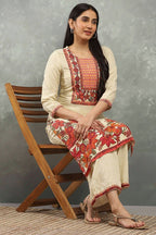 Beige Viscose Straight Kurta – Elegant Everyday Ethnic