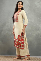 Beige Viscose Straight Kurta – Elegant Everyday Ethnic